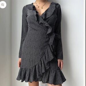 Club Monaco Black and White Polka Dot Dress Silk 100%